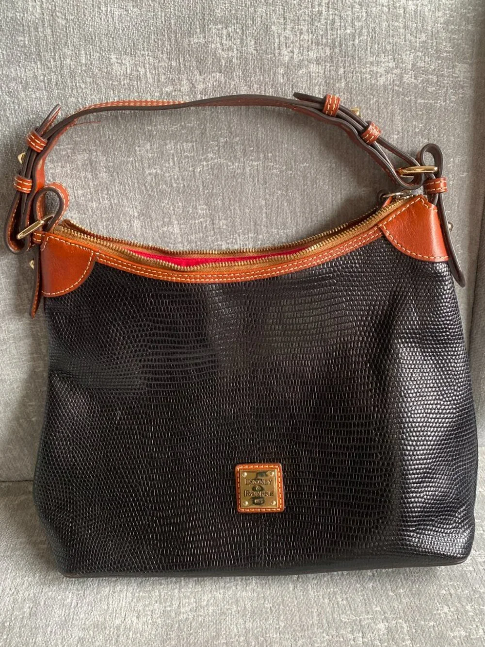 Dooney & Bourke Lizard Embossed Leather Hobo Bag